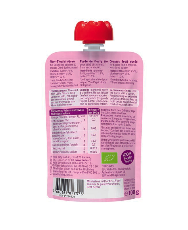 Holle Dino Date Fruit Pouch