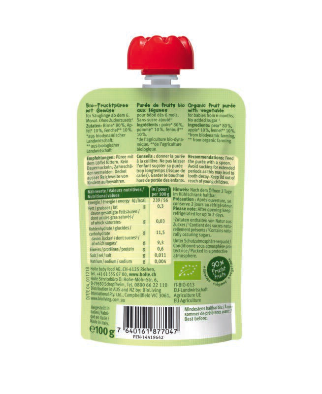 Holle Fennel Frog Fruit Pouch