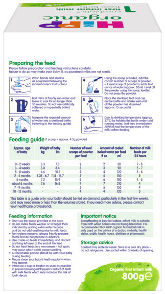 HiPP UK Stage 1 Organic Combiotic First Infant Milk Formula (800g)